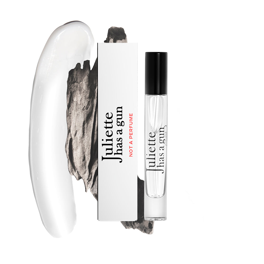Not a Perfume by Juliette has a gun travel spray packshot with ingredients