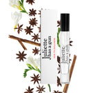 Ode to Dullness by Juliette has a gun travel spray packshot with ingredients