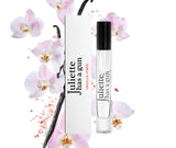 Vanilla Vibes by Juliette has a gun travel spray packshot with ingredients