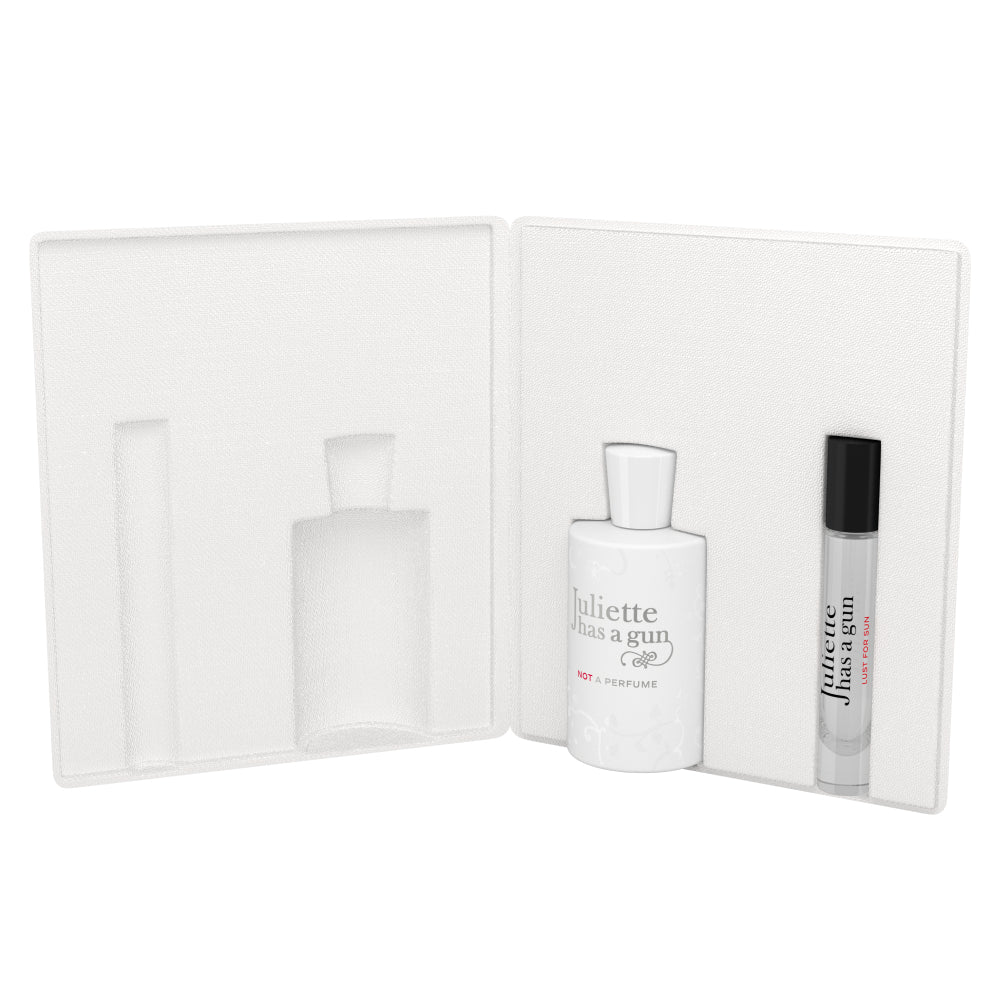 Holiday Gift Set 2023 packshot opened Juliette has a gun Not a Perfume Lust for Sun