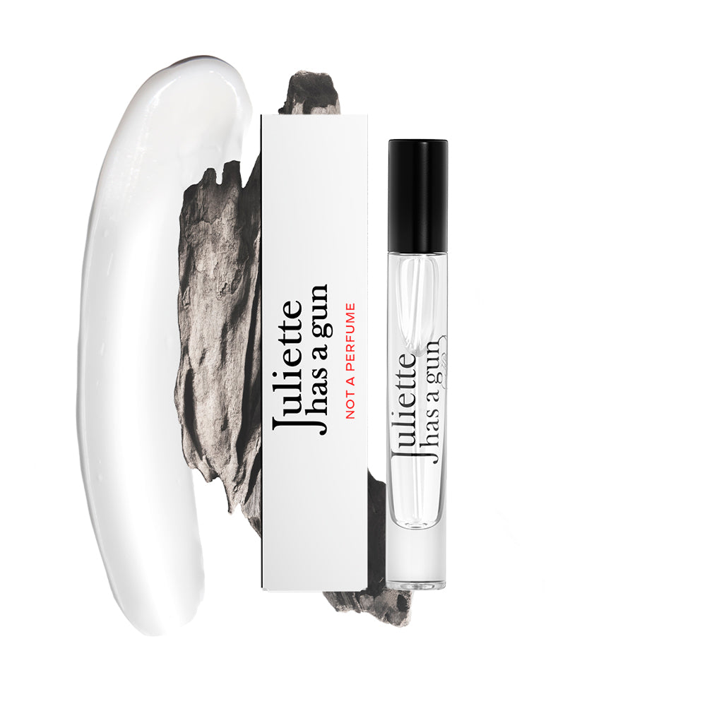 Not a Perfume by Juliette has a gun travel spray packshot with ingredients